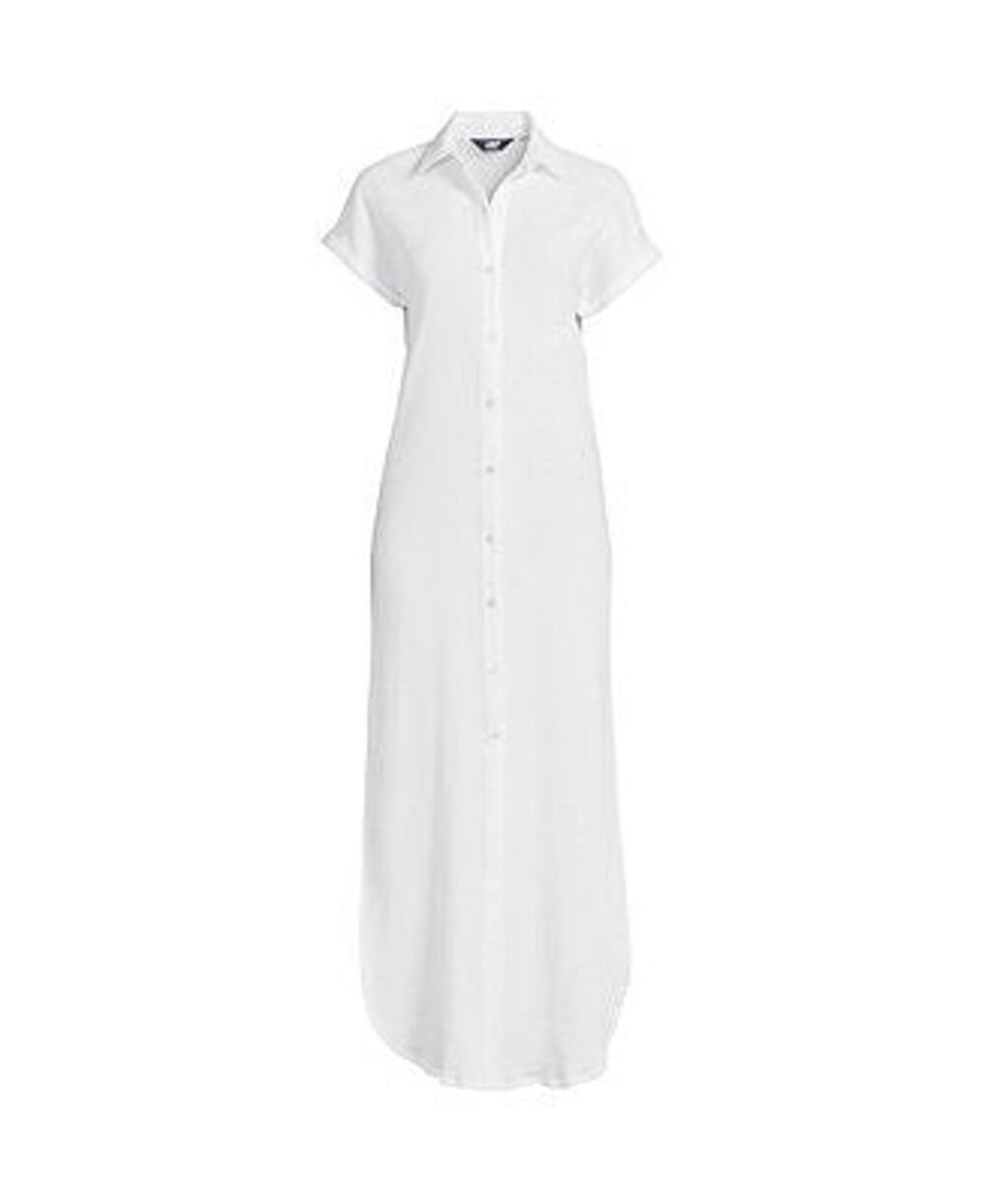 Lands' End Women's Gauze Button Front Maxi Dress - M